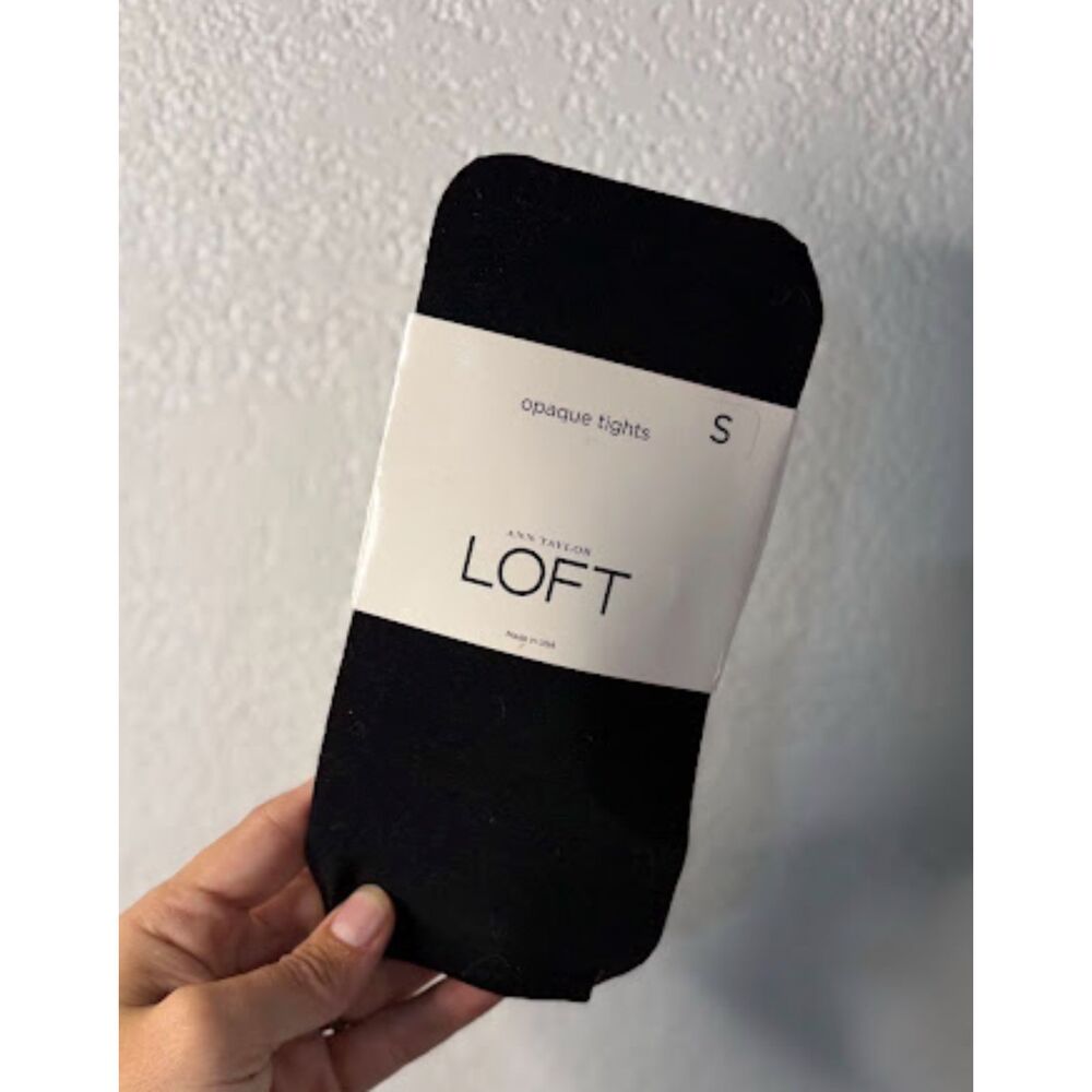 NWT LOFT Black Opaque Tights Size Small